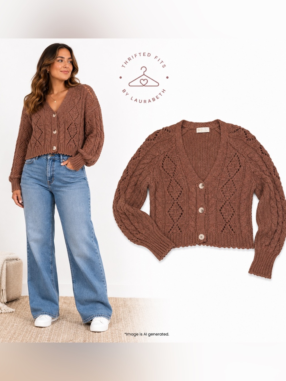 Textured Dusty Rose Knit Button Cardigan